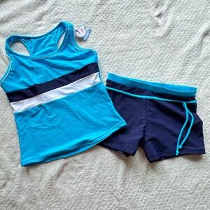 Blue Rashguard Swim Set with Sporty Design